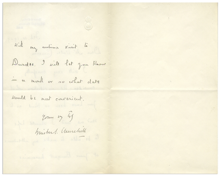 Winston Churchill Letter Signed as President of the Board of Trade in 1909